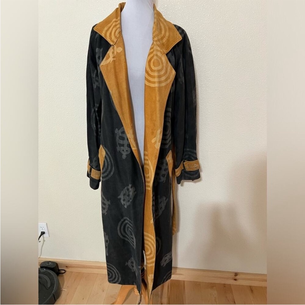 Colors Un Ltd | Vintage Black Mustard Yellow bleached cotton denim overcoat M/L